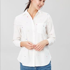 Joules NWT Lorena Luxe White Bees Button Down Top